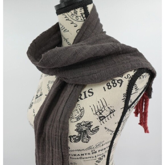 LemLem Scarf Womens Brown Gauzy Fringe Liya Kebede Artisan Woven Boho Lagenlook - Picture 4 of 10